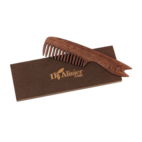 Natural wood comb with case